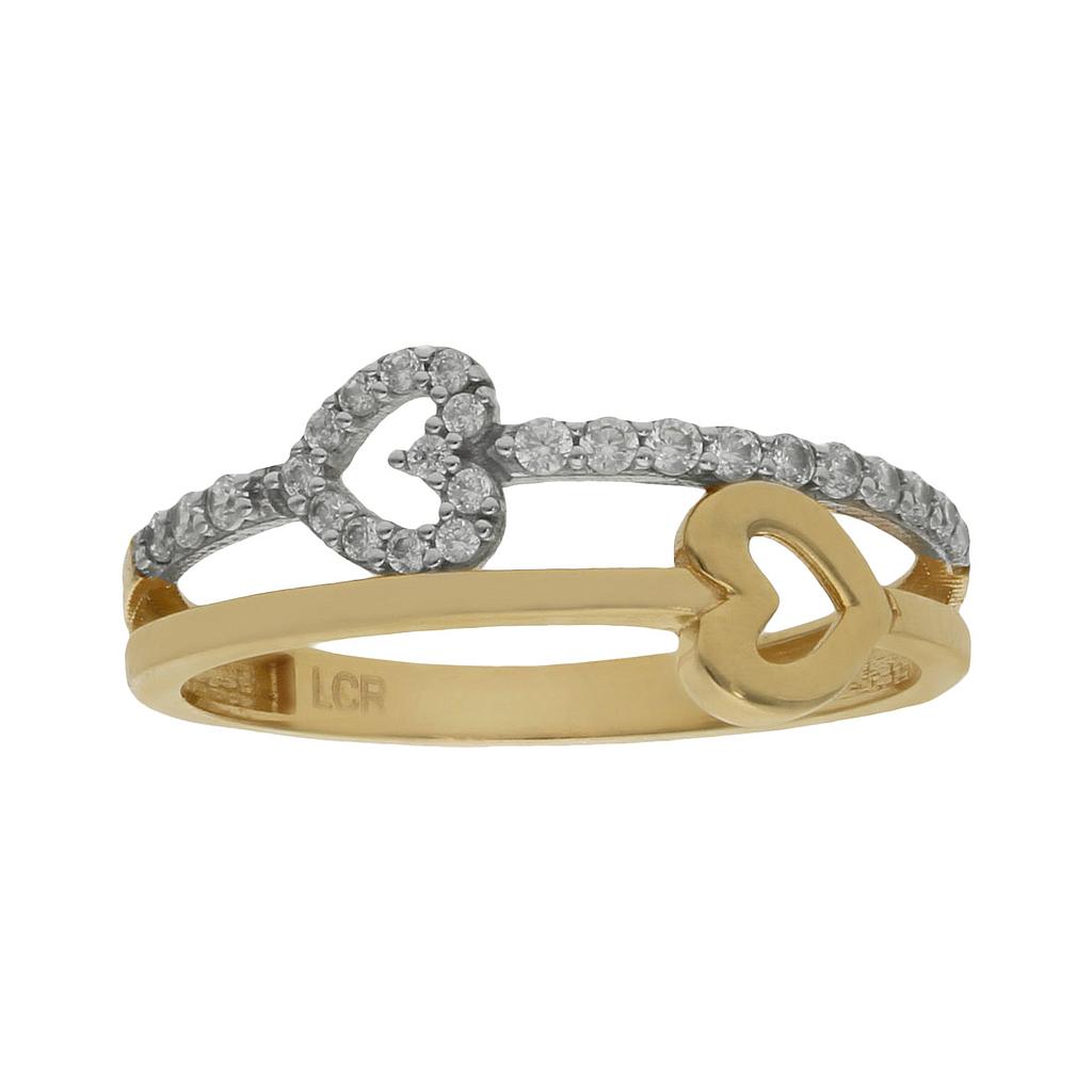 SORTIJA ORO 18KL CORAZONES CIRCONITAS