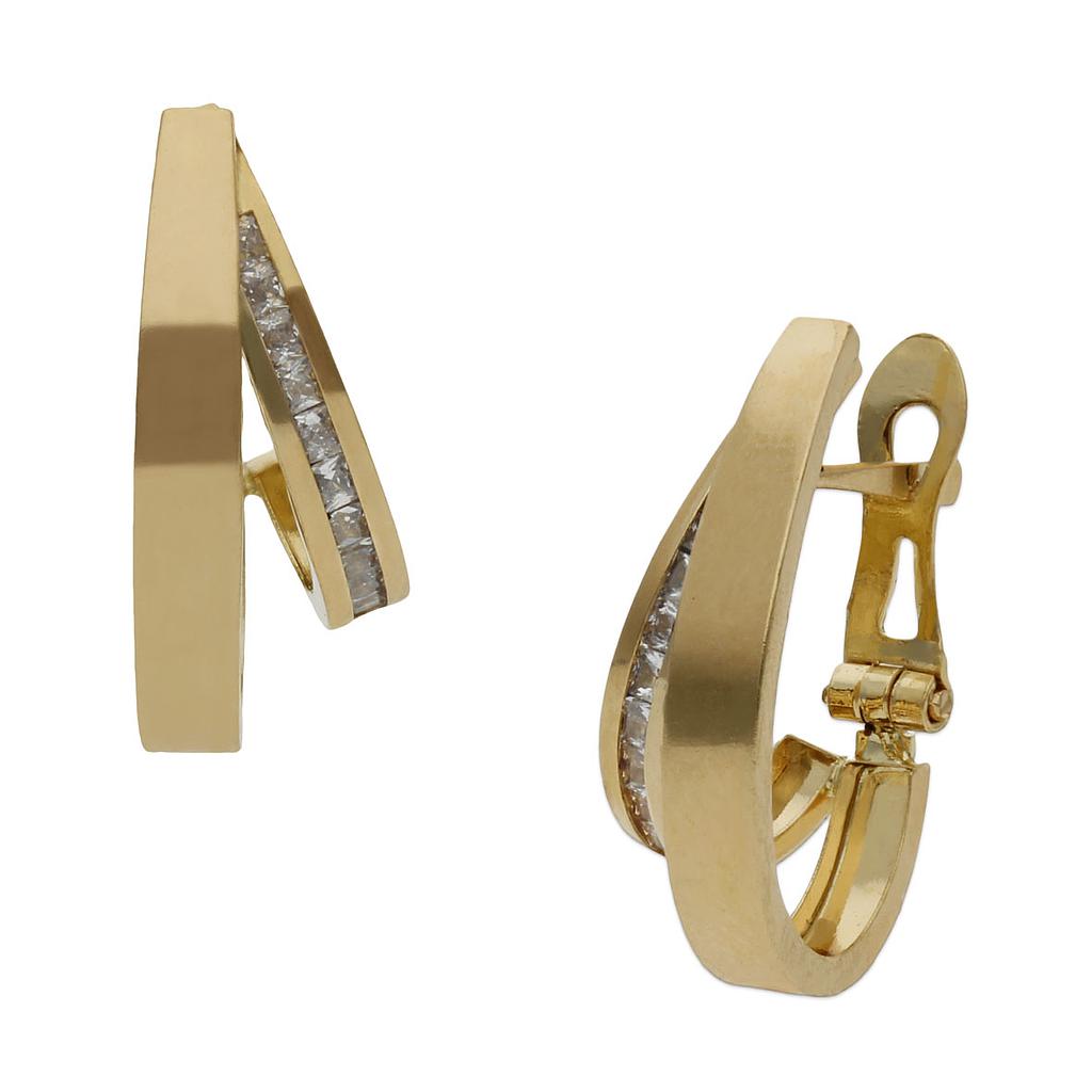 Pendientes oro 18 kt circonitas - 7x19mm