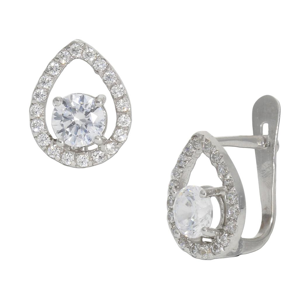 Pendientes oro blanco 18 kt circonitas