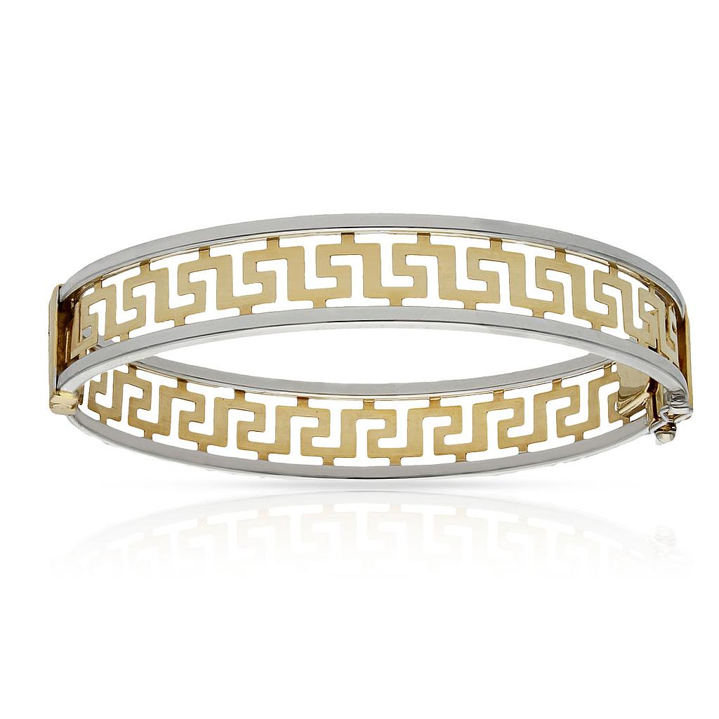 Brazalete oro 18 kt greca bicolor