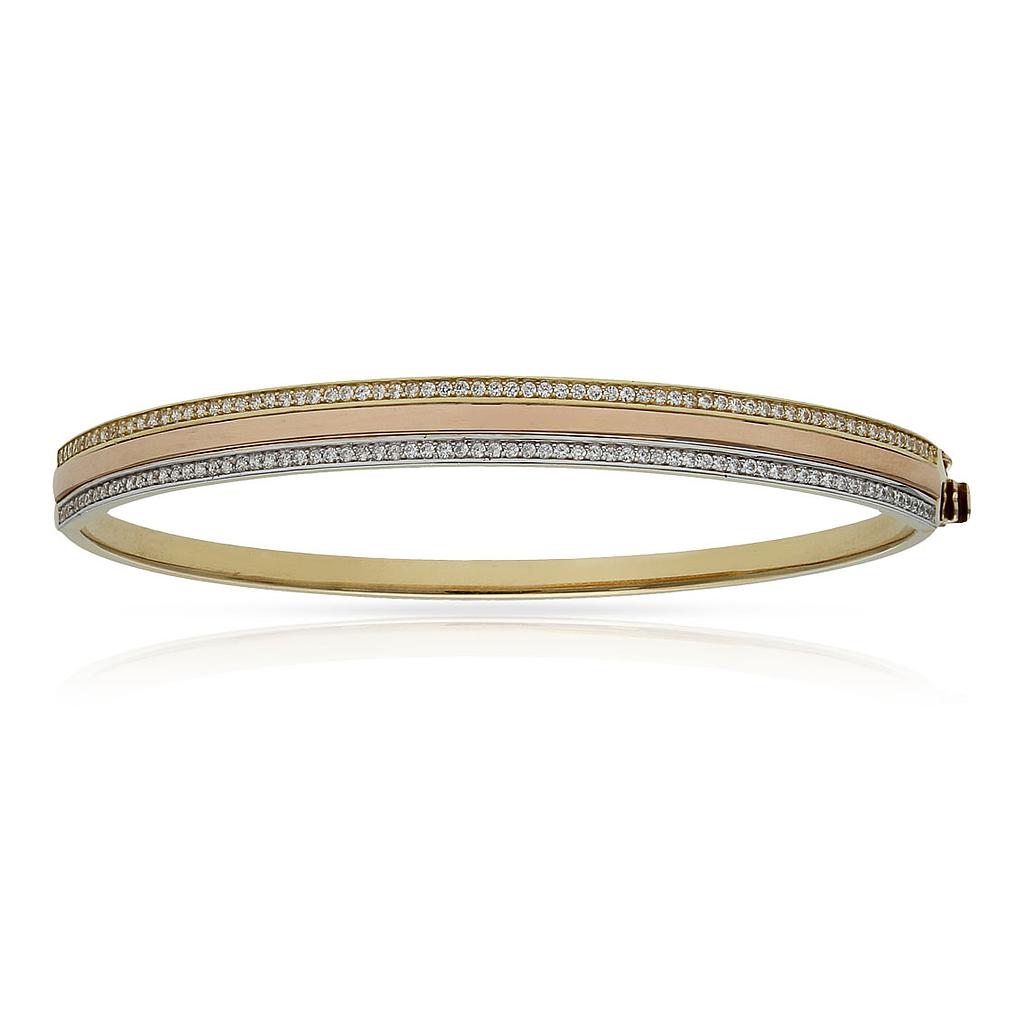 Brazalete oro 18 kt tricolor circonitas