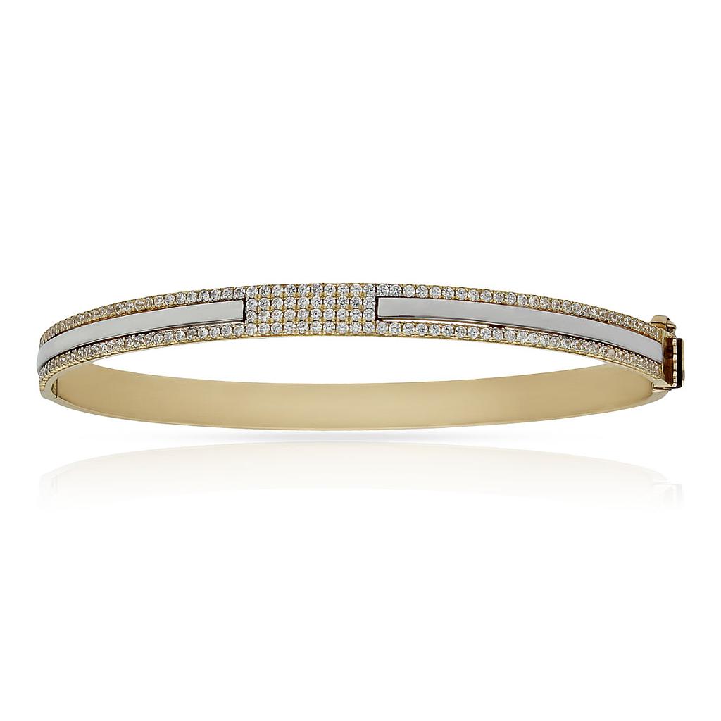 Brazalete oro 18 kt bicolor circonitas