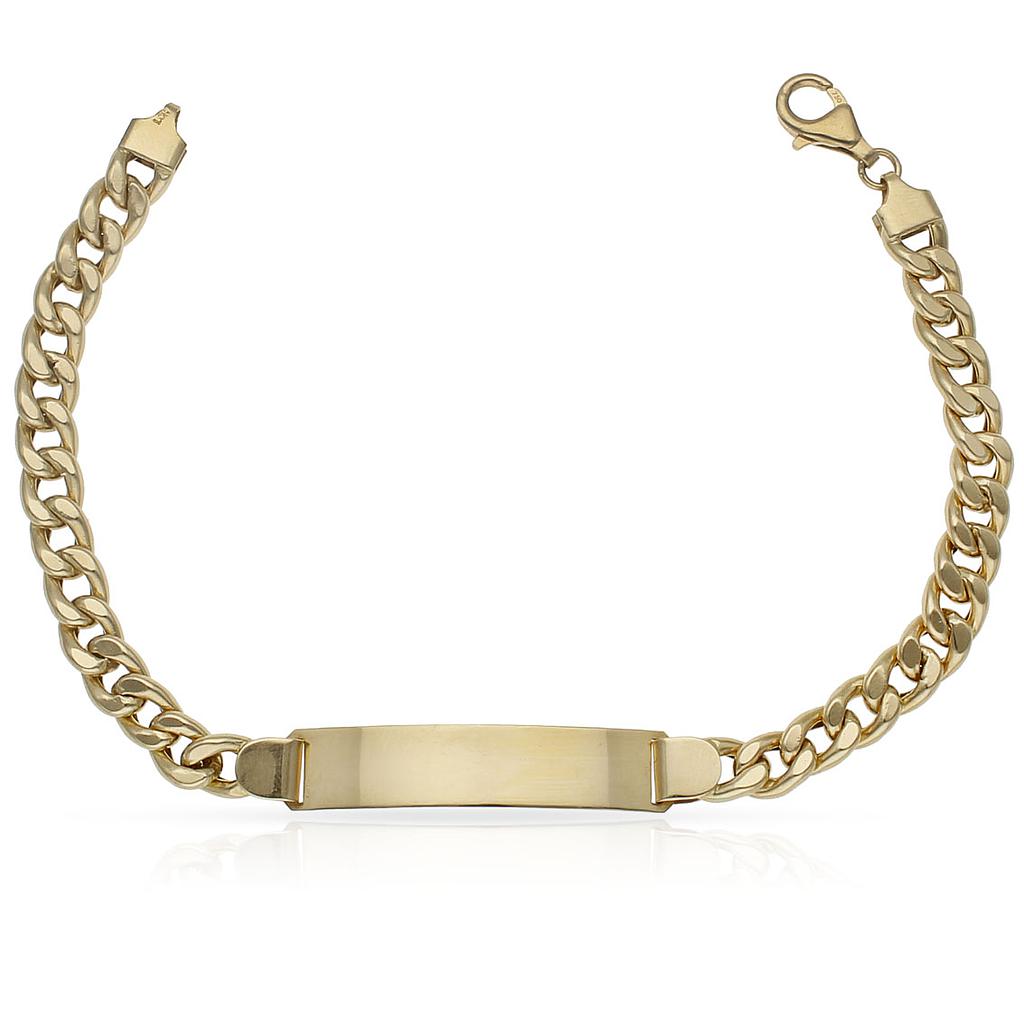Pulsera oro 18 kt hueca barbada placa
