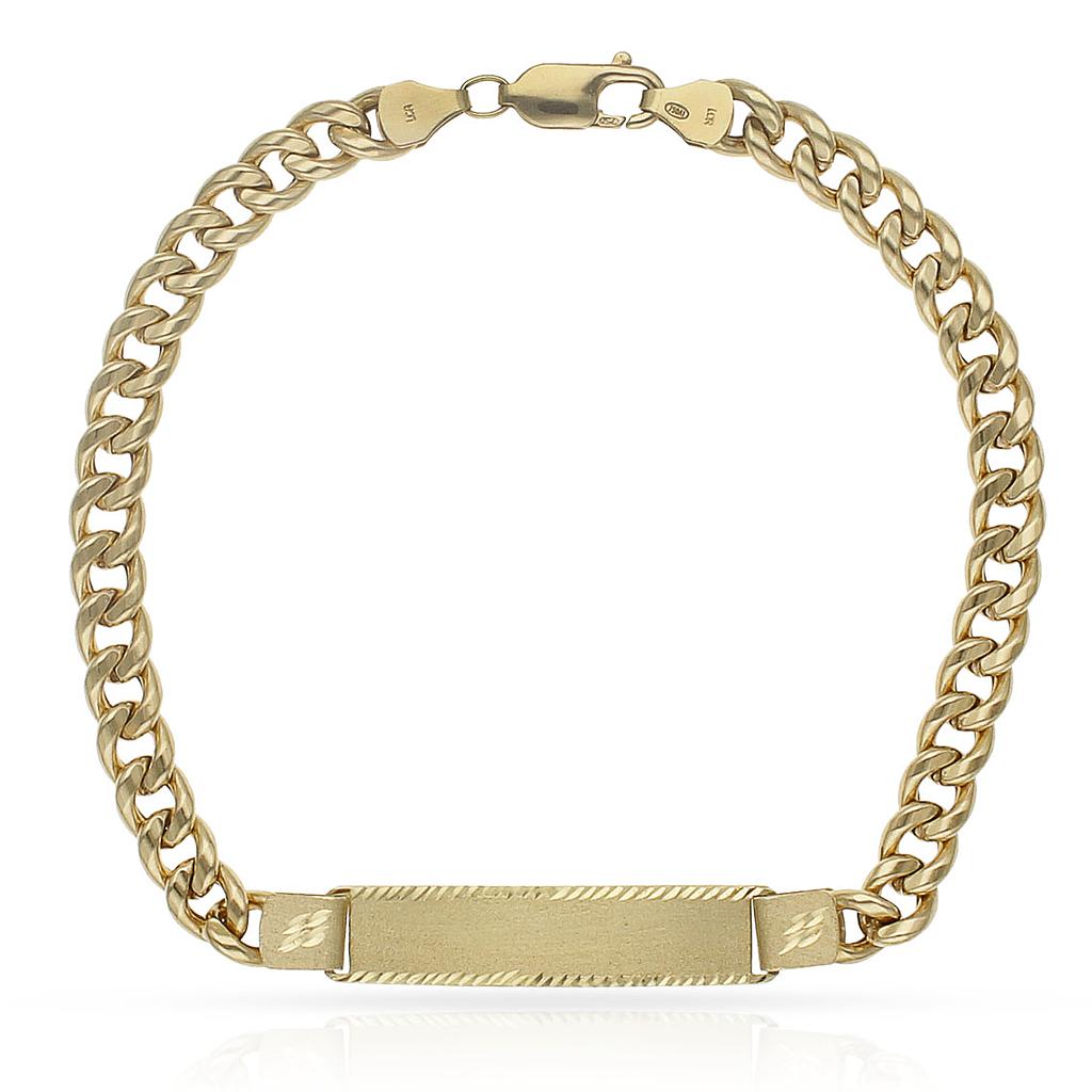 Pulsera oro 18 kt hueca barbada placa