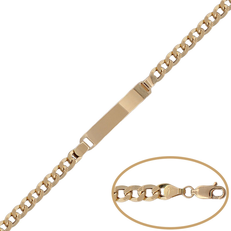 Pulsera oro 18 kt placa barbada 5mm