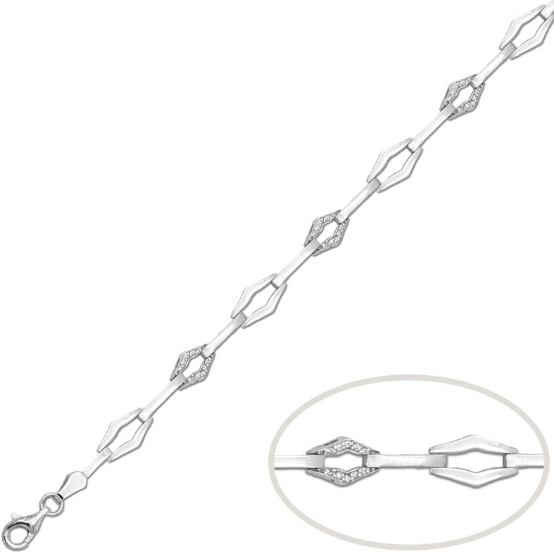 Pulsera oro blanco 18 kt circonitas