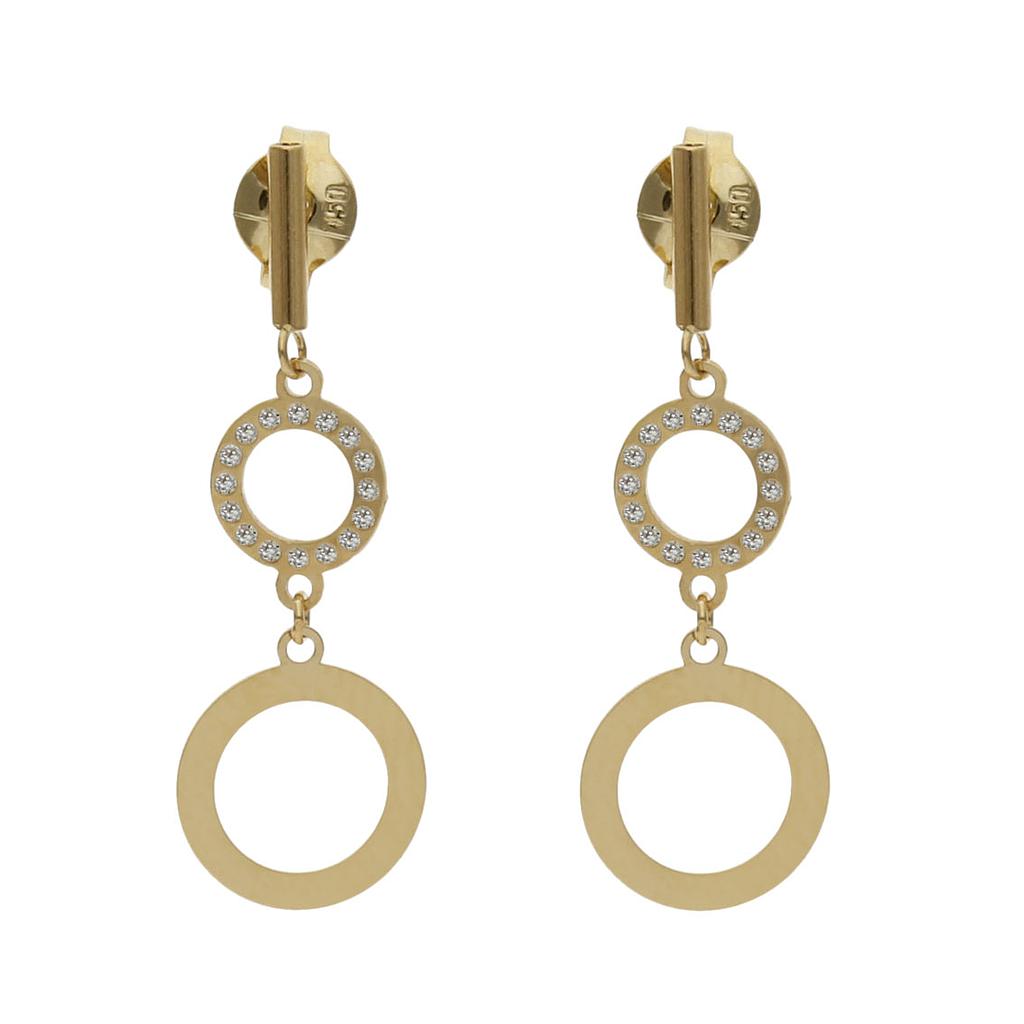 Pendientes oro 18 kt circonitas - 8x24 mm