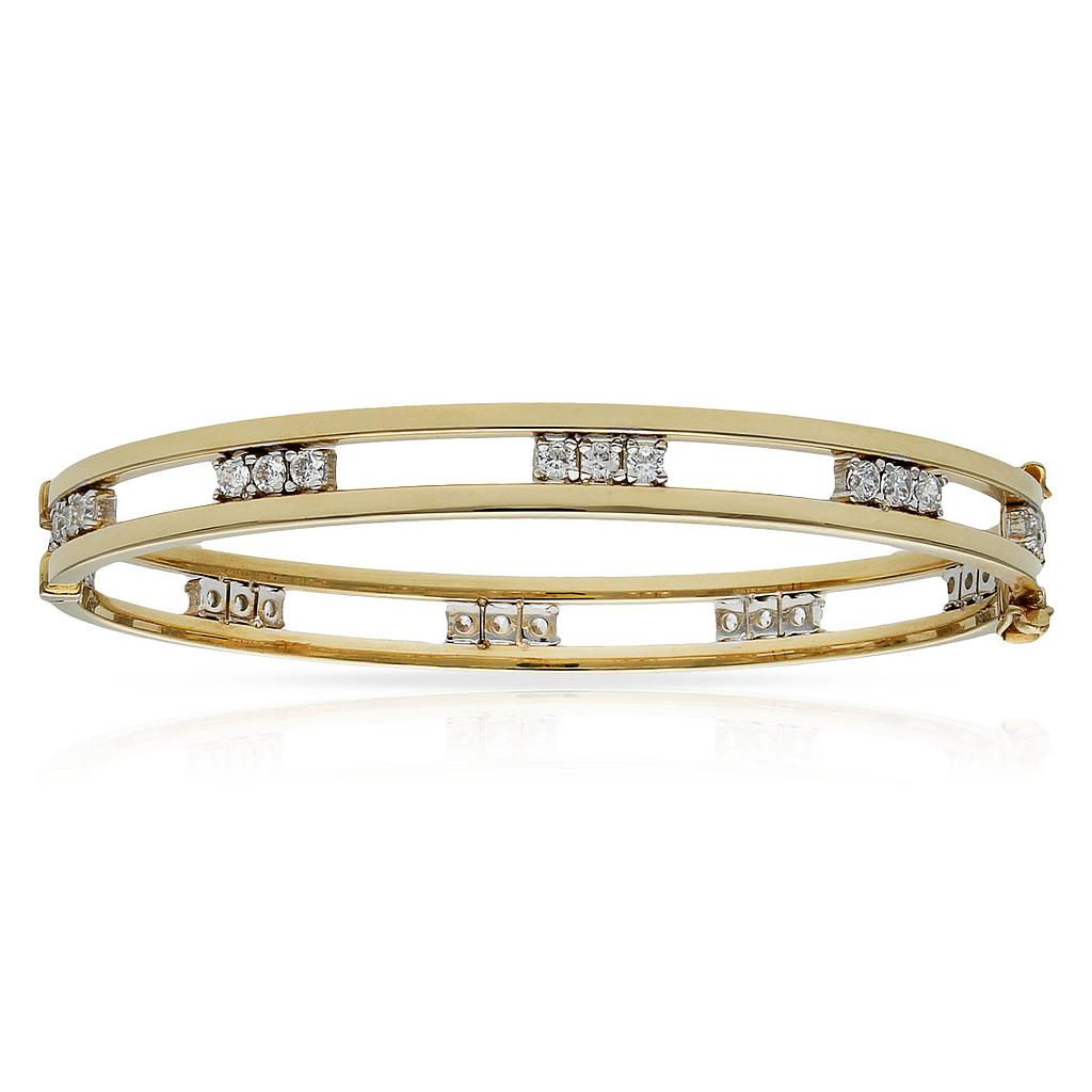 Brazalete oro 18 kt bicolor circonitas