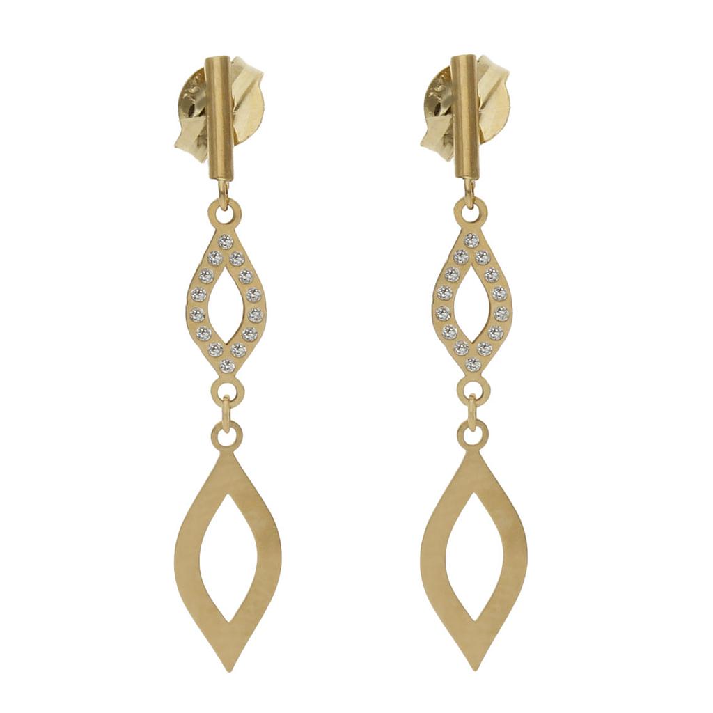 Pendientes oro 18 kt circonitas - 5x30mm