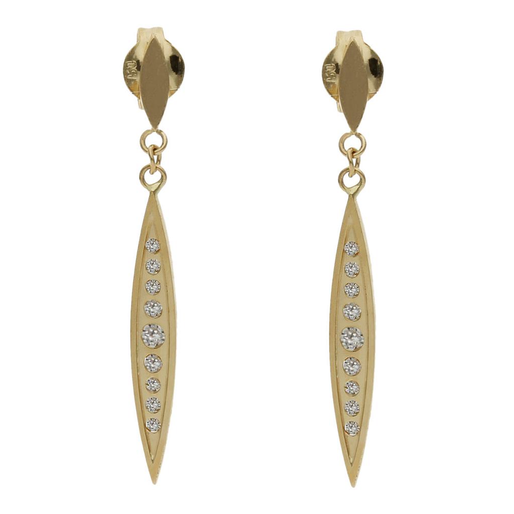 Pendientes oro 18 kt circonitas - 3x30mm