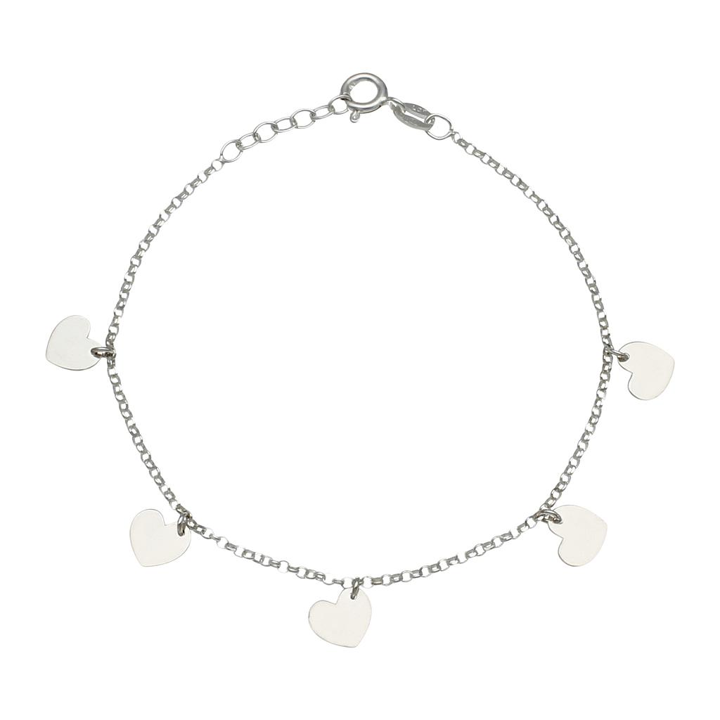 PULSERA PLATA 925MM MINI CHARMS CORAZONES