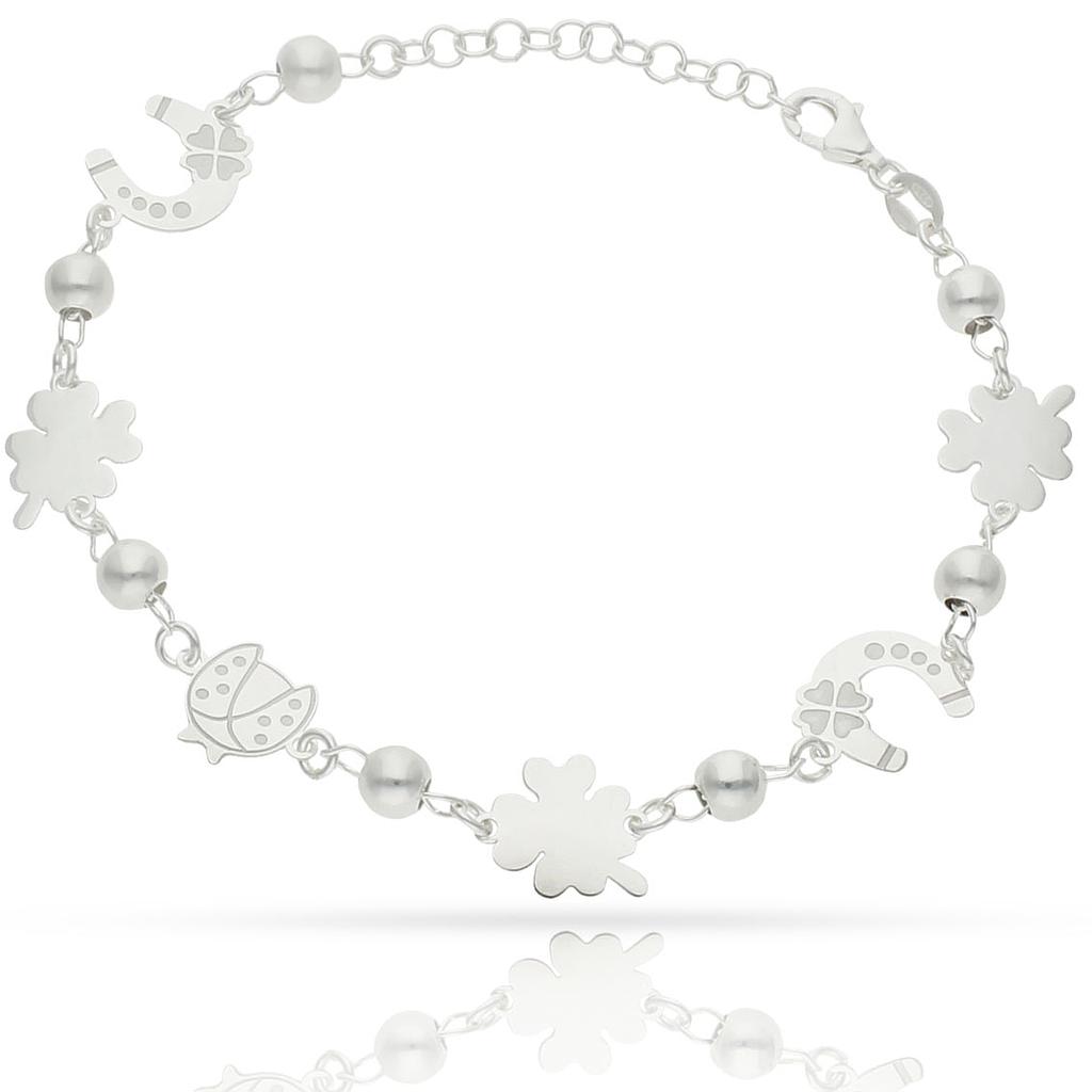 PULSERA PLATA 925MMDE LA SUERTE HERRADURA + TREBOL + MARIQUITA