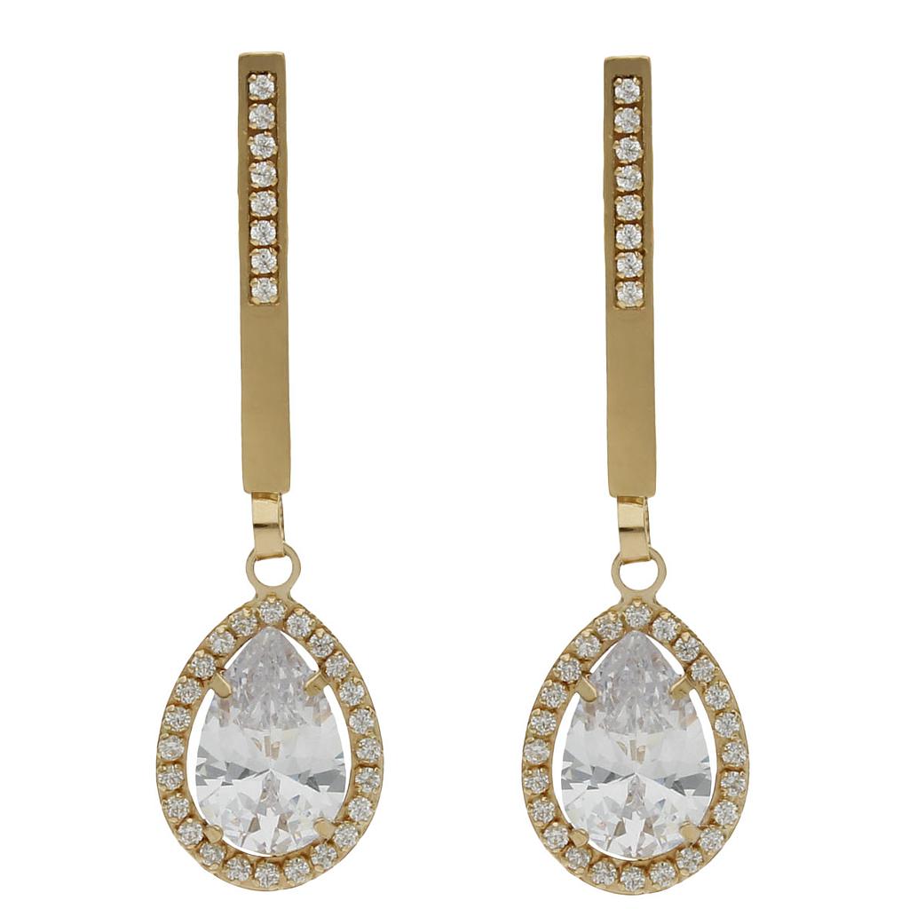 Pendientes oro 18 kt circonitas - 9x35mm
