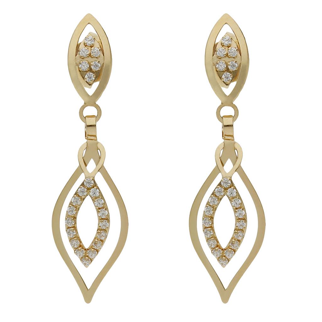 Pendientes oro 18 kt circonitas - 8x30mm