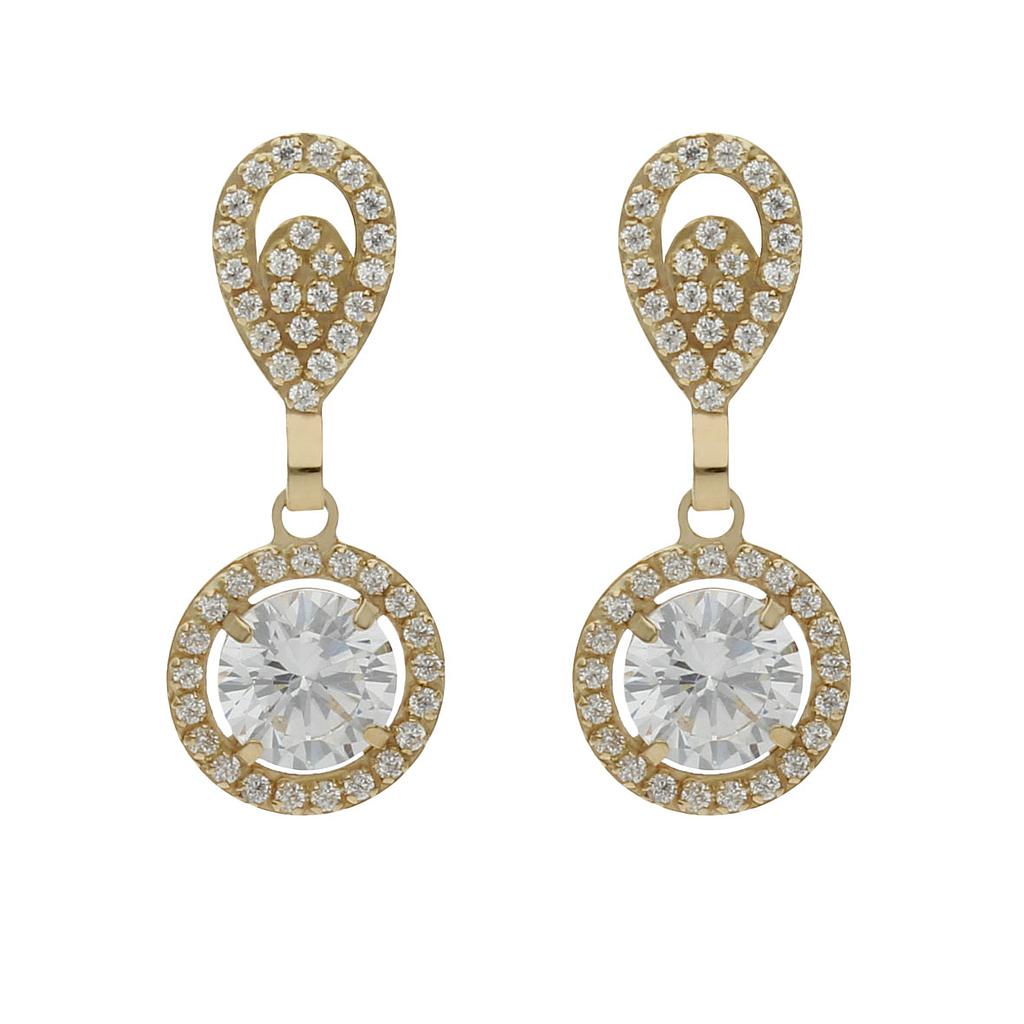 Pendientes oro 18 kt circonitas - 9x22mm