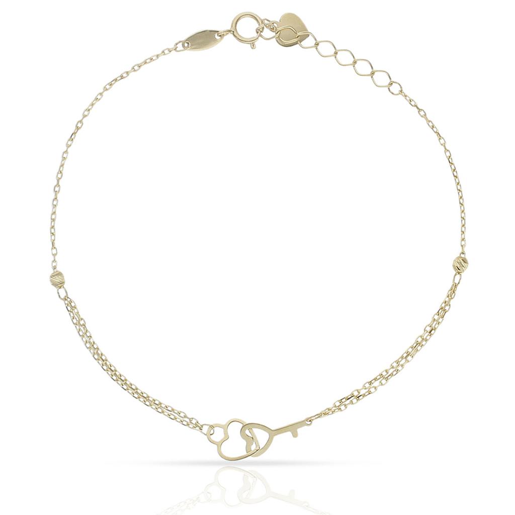 Pulsera oro 18 kt llave + corazon