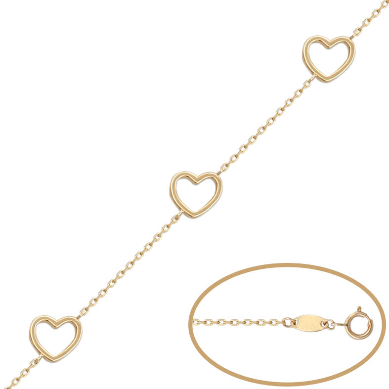 Pulsera oro 18 kt - 3 corazones