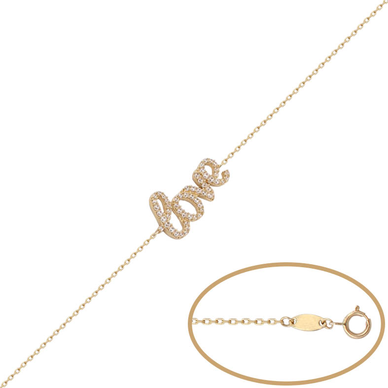 Pulsera oro 18 kt love circonitas