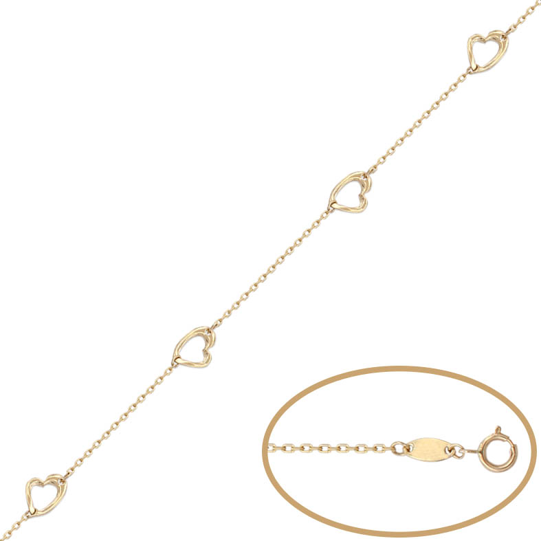 Pulsera oro 18 kt - 4 corazones 
