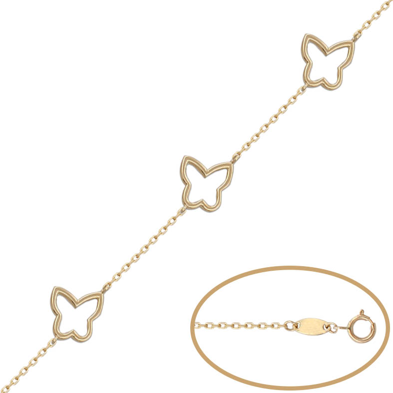 Pulsera oro 18 kt - 3 mariposas