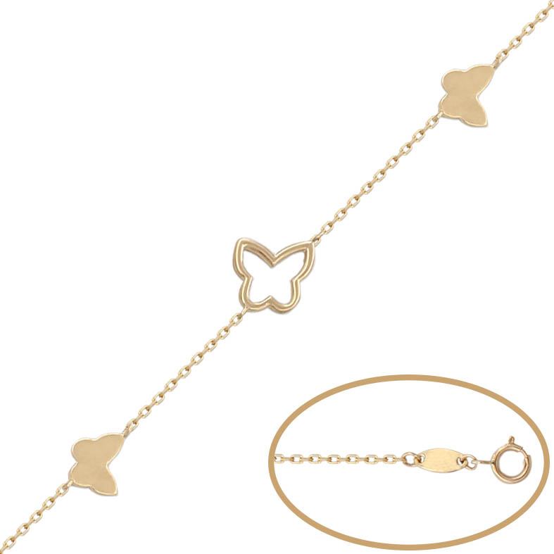 Pulsera oro 18 kt -3 mariposas