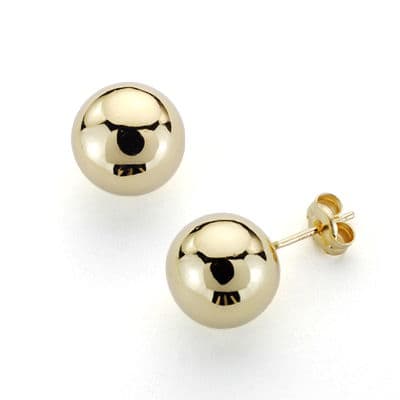 18K PENDIENTES ORO AMARILLO BOLA LISA 10 MM PRESION
