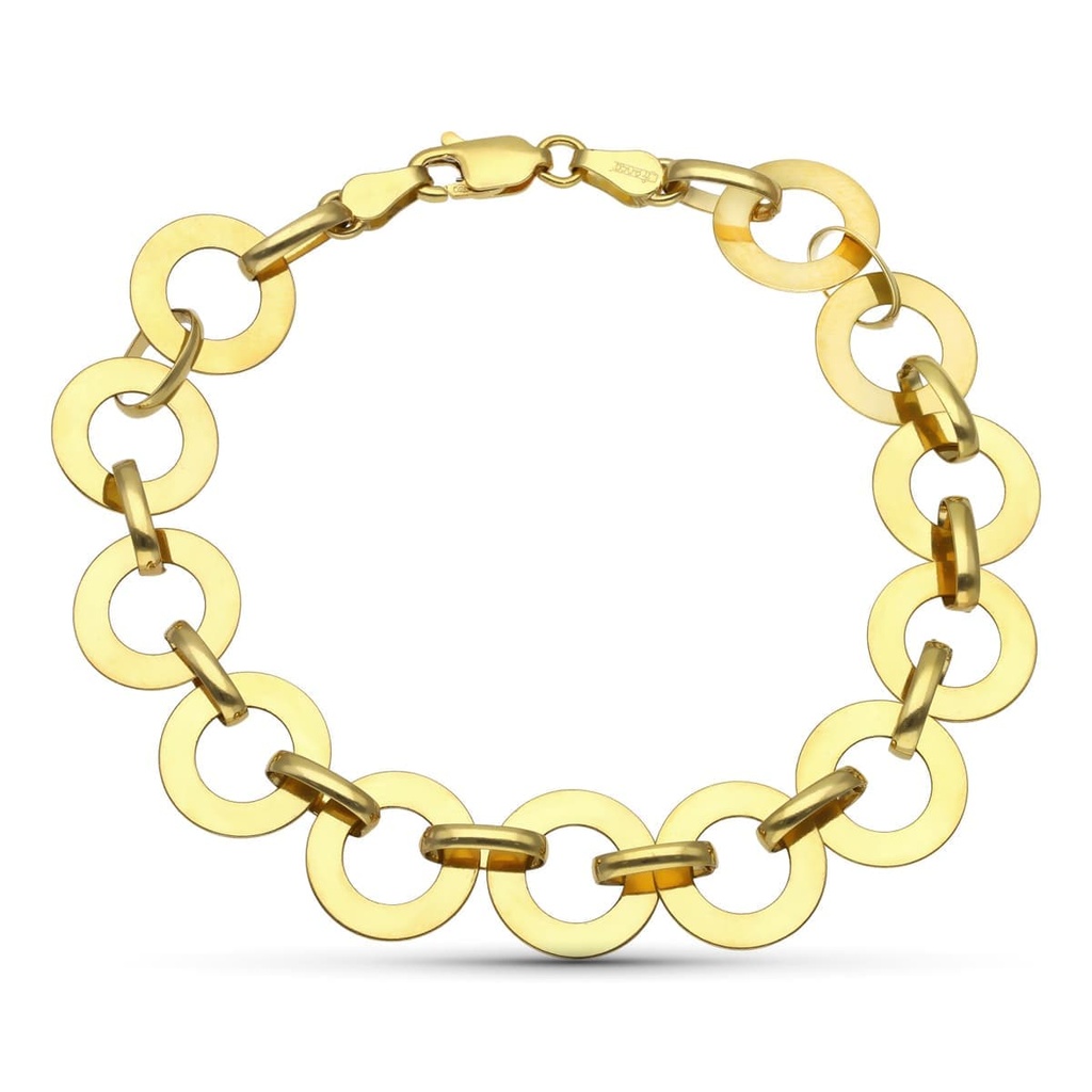 18K PULSERA ORO AMARILLO CIRCULOS. 20 CM