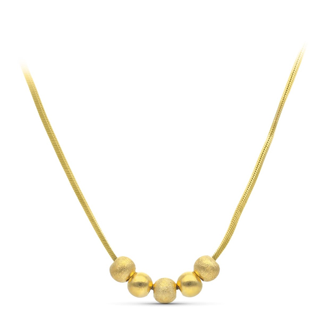 18K GARGANTILLA ORO AMARILLO BOLAS MATE Y BRILLO 45 CM