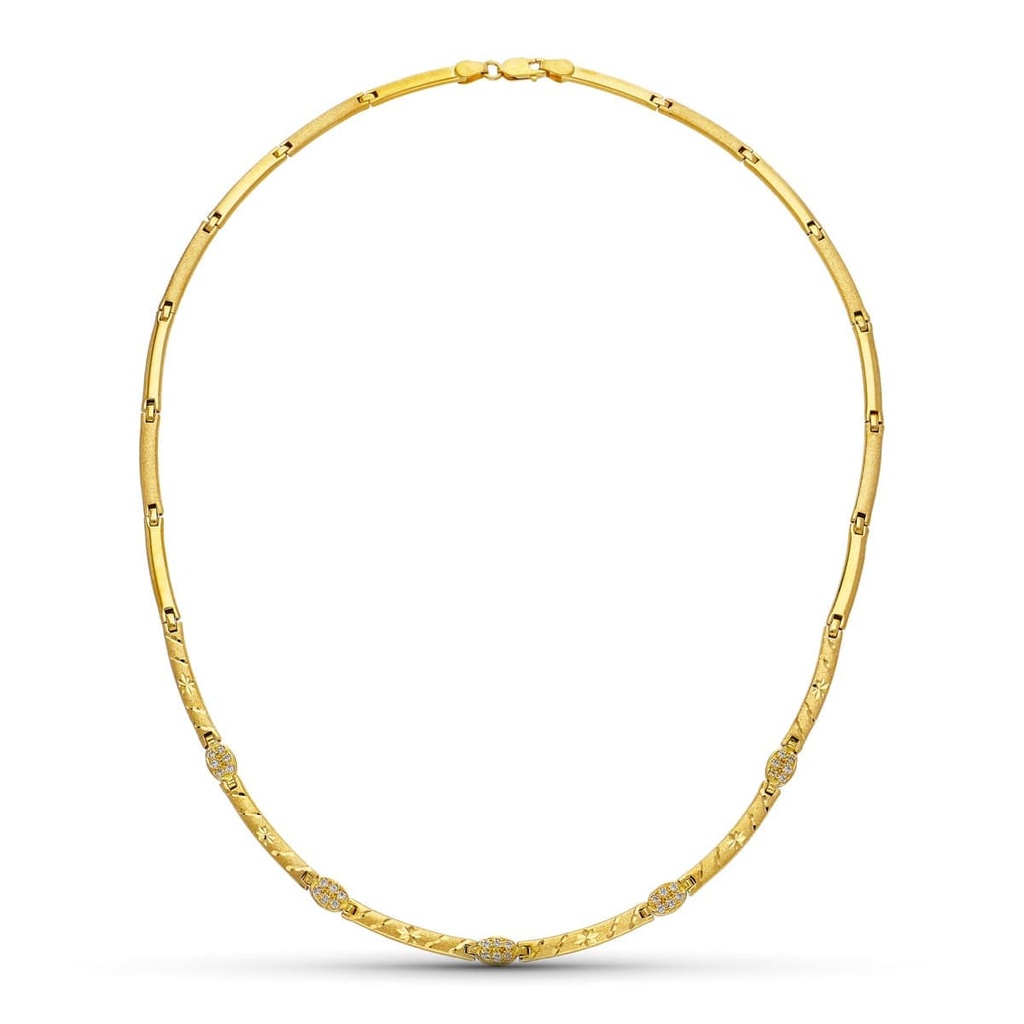 18K GARGANTILLA ORO AMARILLO TRAMOS MATE BRILLO 45 CM