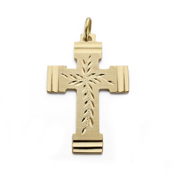 18K CRUZ TALLADA 36X23 MM