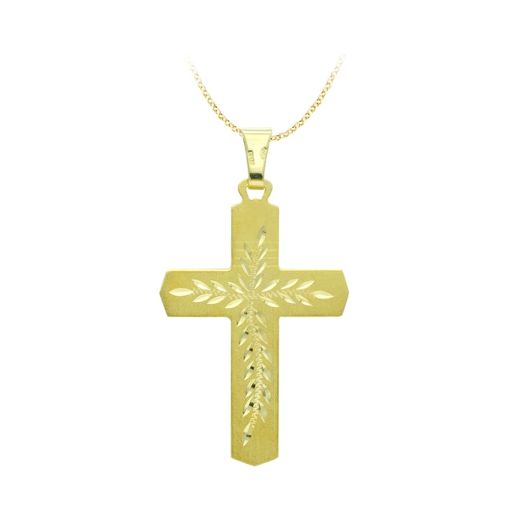 18K CRUZ ORO AMARILLO TALLADA 37X24 MM