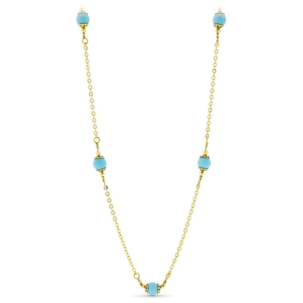 18K COLLAR ORO AMARILLO BOLAS TURQUESA