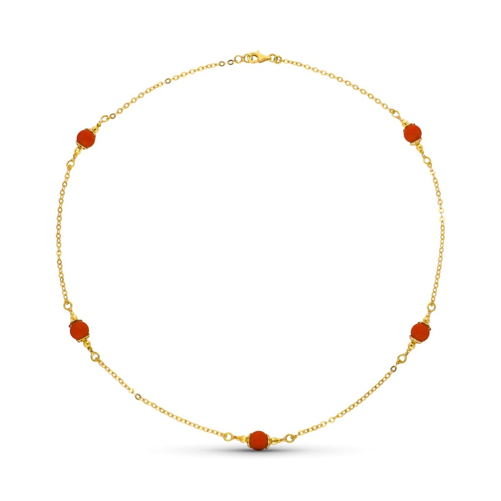 18K COLLAR ORO AMARILLO Y CORALINA 7 MM 47CM