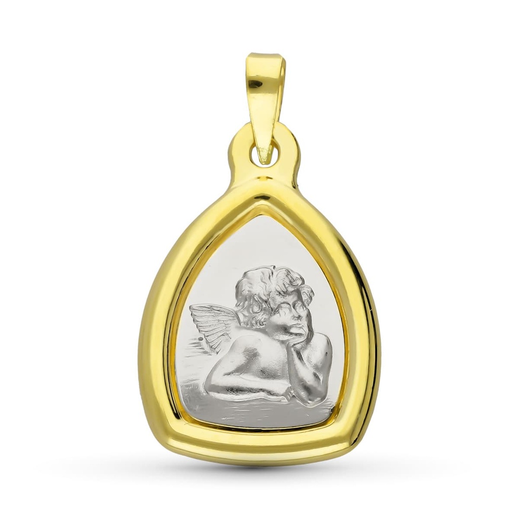 18K MEDALLA ORO BICOLOR ANGEL BURLON. 24X16 MM