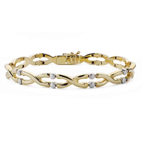 18K PULSERA BICOLOR 19 CM 7 MM