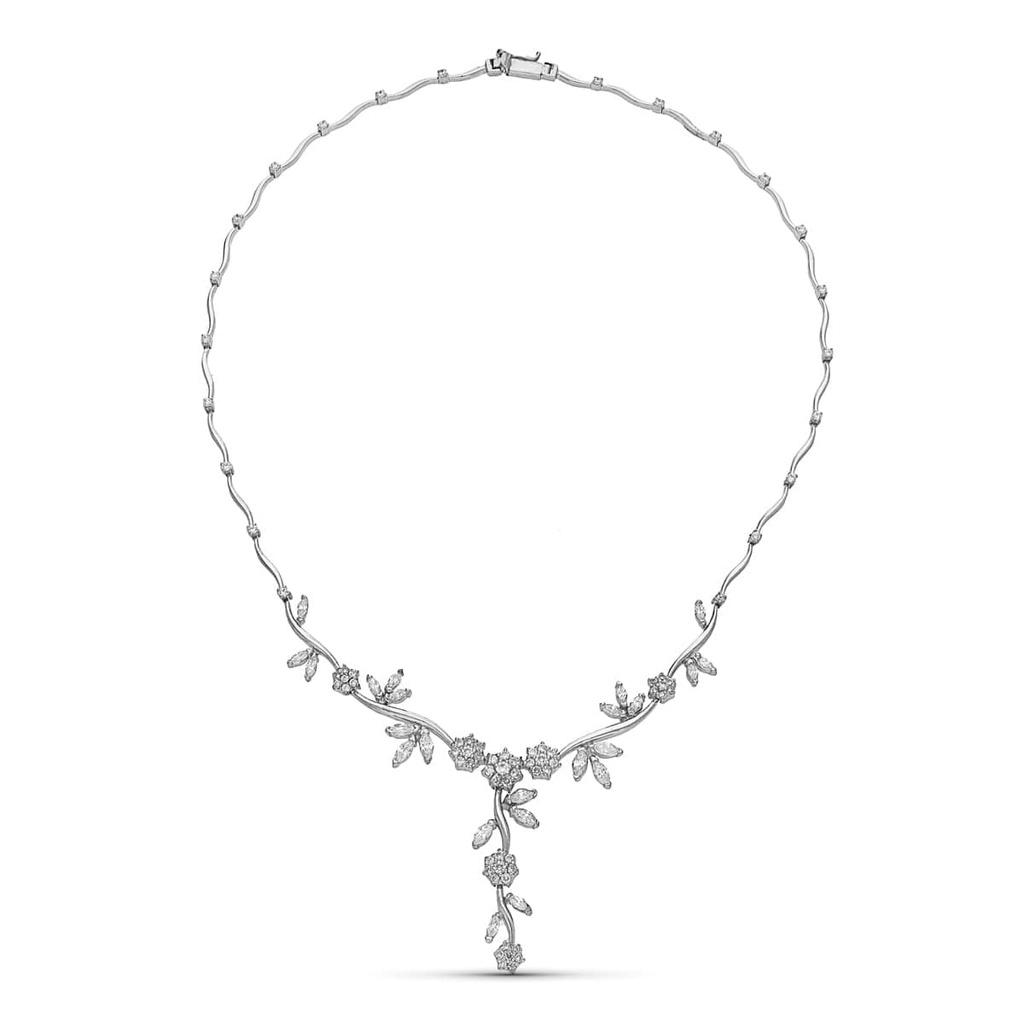 18K GARGANTILLA ORO BLANCO CUAJOS FLORES