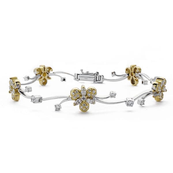18K PULSERA BICOLOR CIRCONITAS 20CM 10 MM 15.35GR
