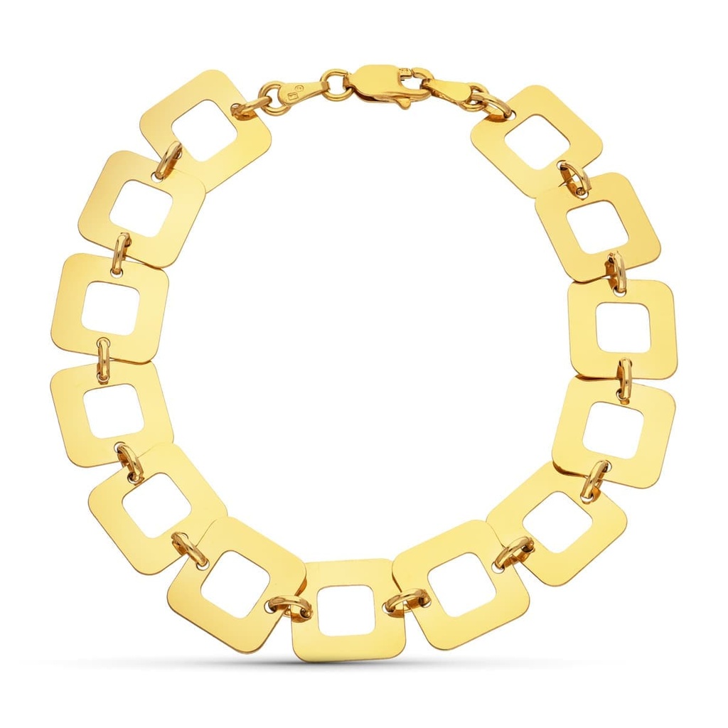 18K PULSERA ORO AMARILLO ESLABONES CUADRADOS