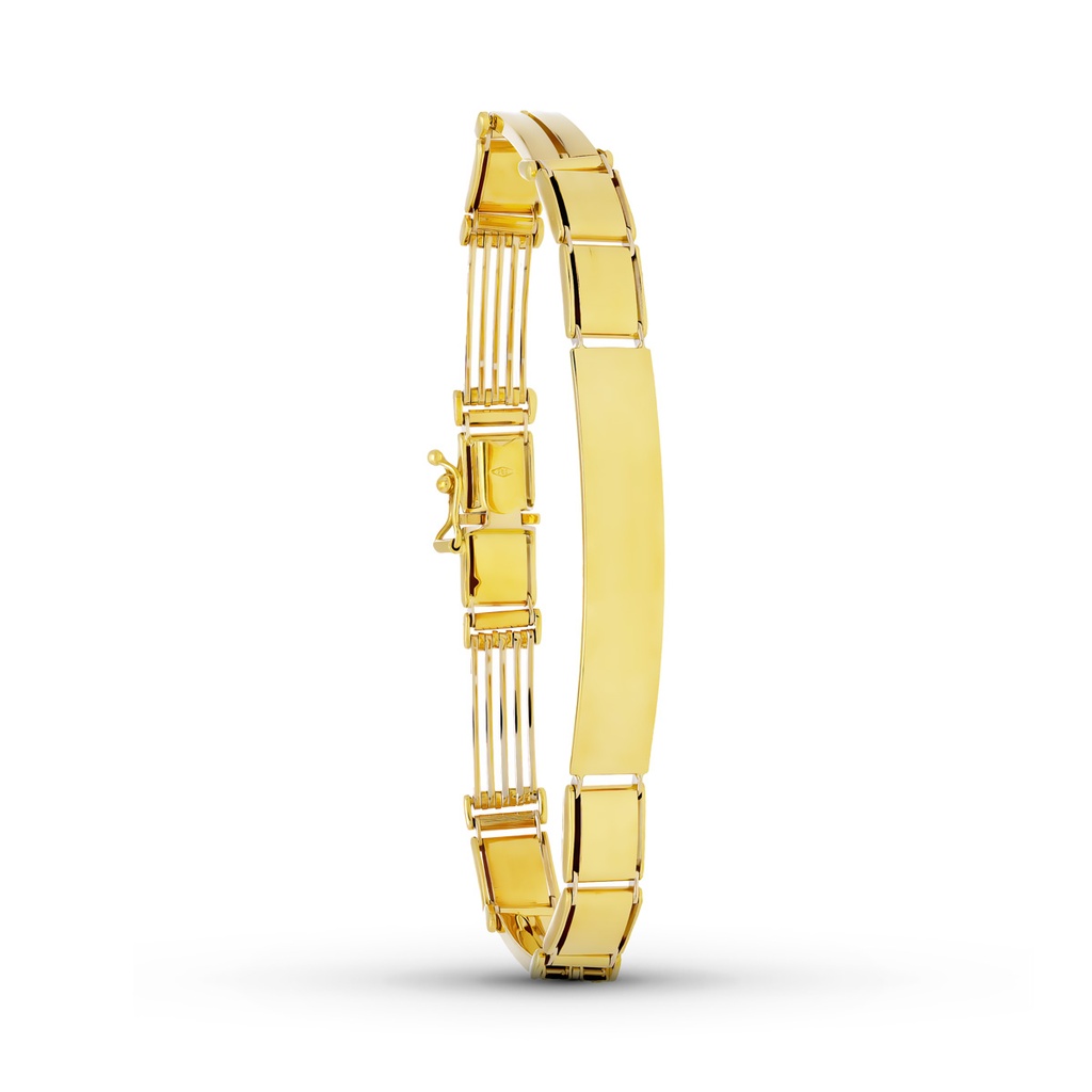 18K ESCLAVA ORO BICOLOR CABALLERO MATE BRILLO 22CM