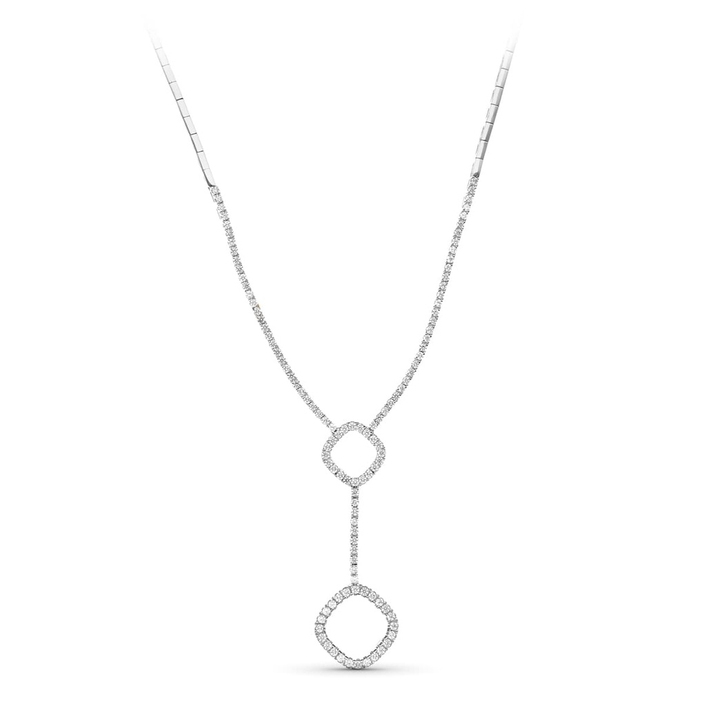 18K GARGANTILLA ORO BLANCO MOTIVO CENTRAL ROMBOS Y CIRCONITAS