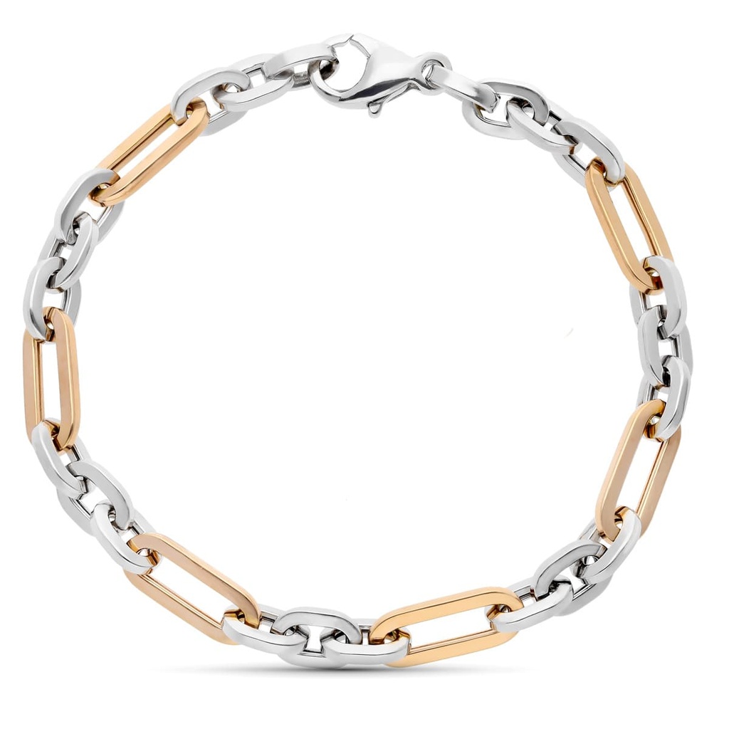 18K PULSERA ORO BICOLOR ESLABONES