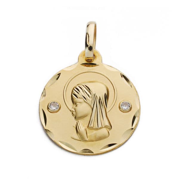 18K MEDALLA VIRGEN NIÑA 18 MM