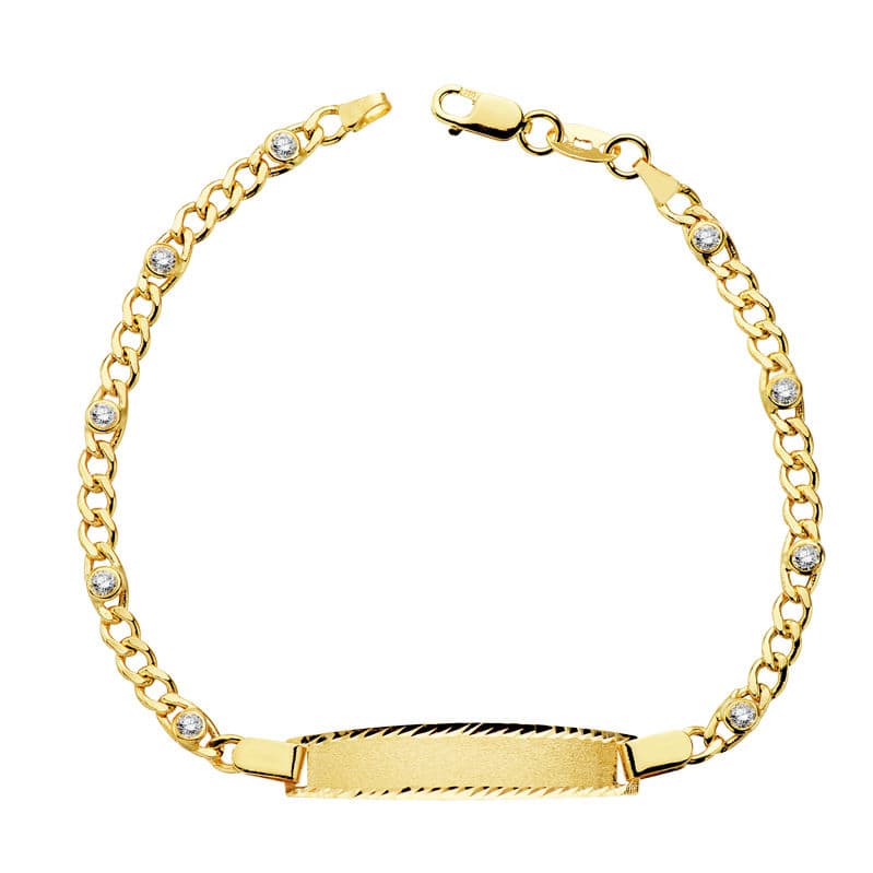 18K ESCLAVA HUECA CIRCONITAS 17CM