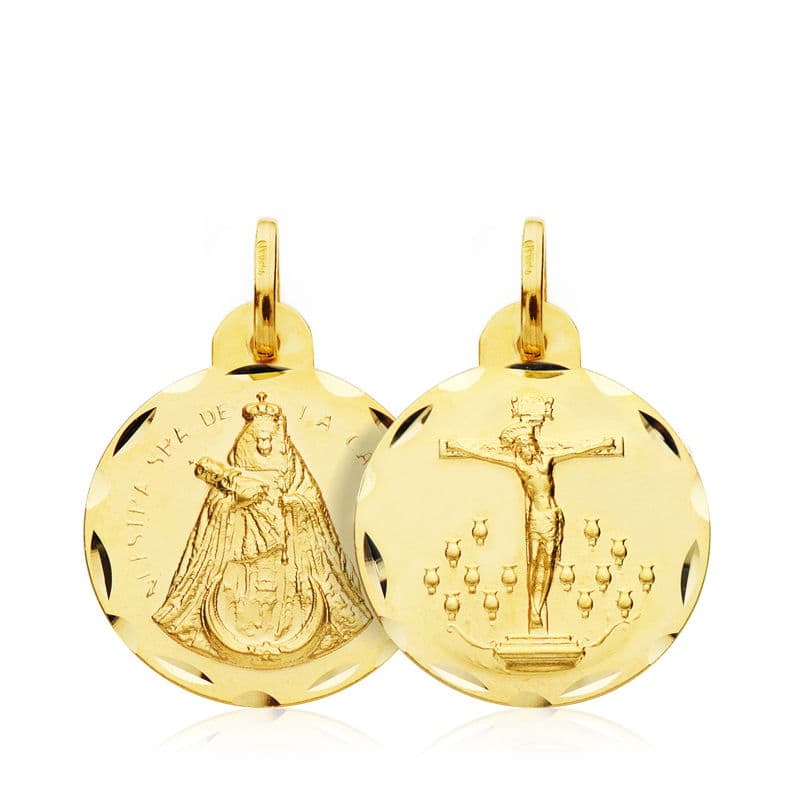 18K ESCAPULARIO CRISTO DE LA LAGUNA VIRGEN DE LA CANDELARIA 18 MM