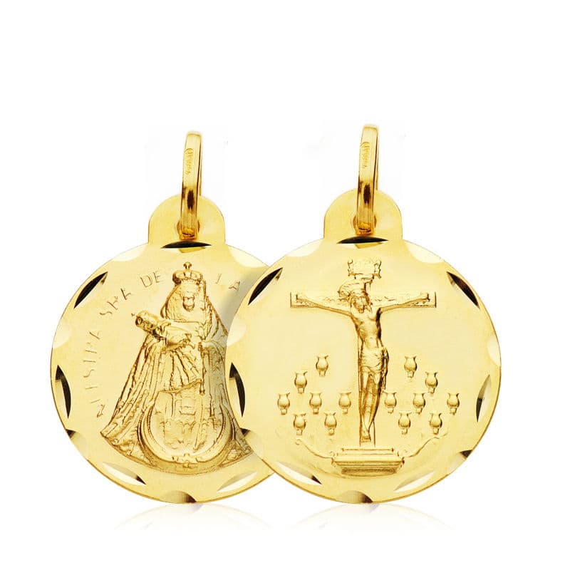 18K ESCAPULARIO CRISTO DE LA LAGUNA VIRGEN DE LA CANDELARIA 20 MM