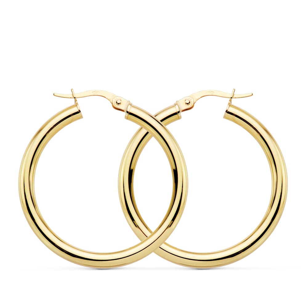 18K AROS REDONDOS HUECOS 30X3 MM