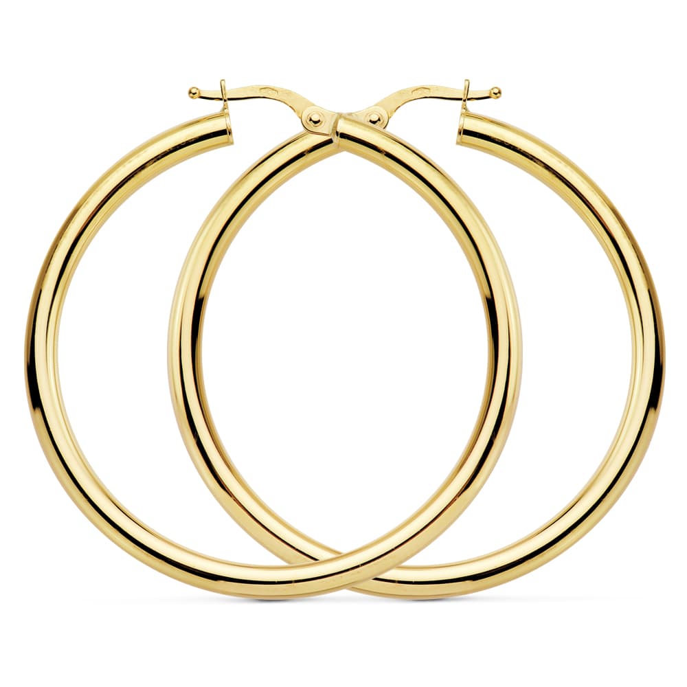 18K AROS ORO AMARILLO REDONDOS HUECOS 41X3 MM