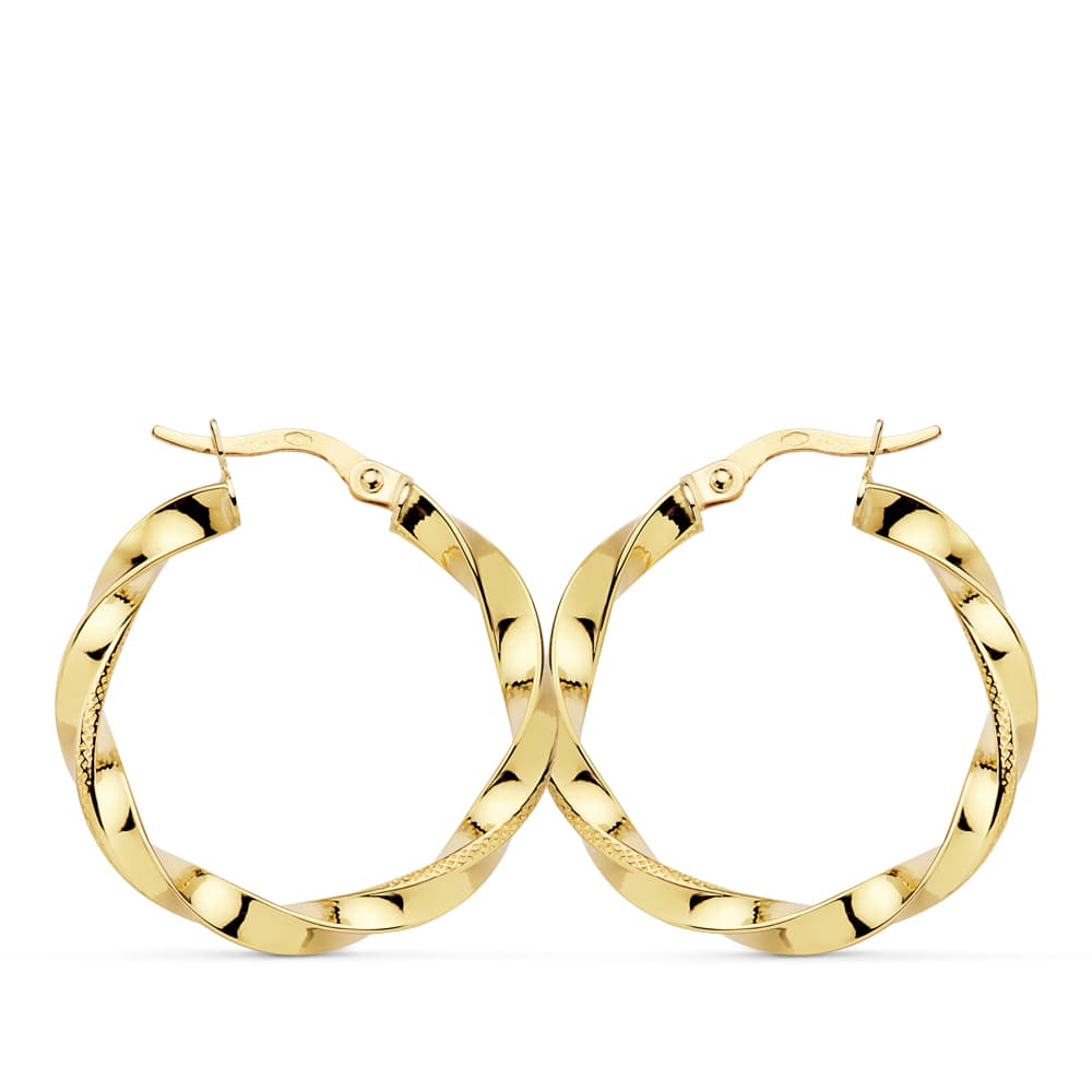 18K AROS ORO AMARILLO RELIADOS HILO 26X3 MM
