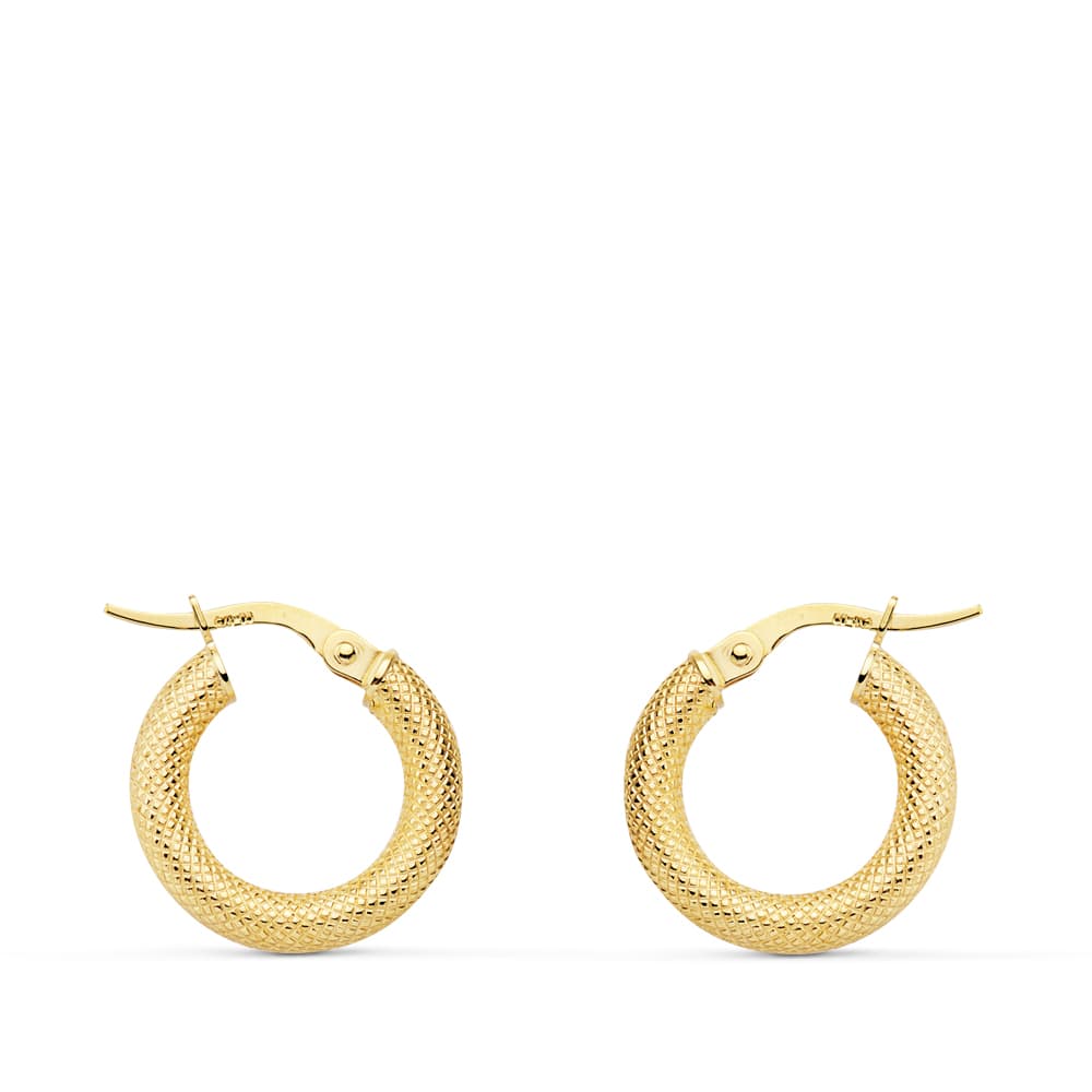 18K AROS ORO AMARILLO HUECOS ESPIGA 16X3 MM
