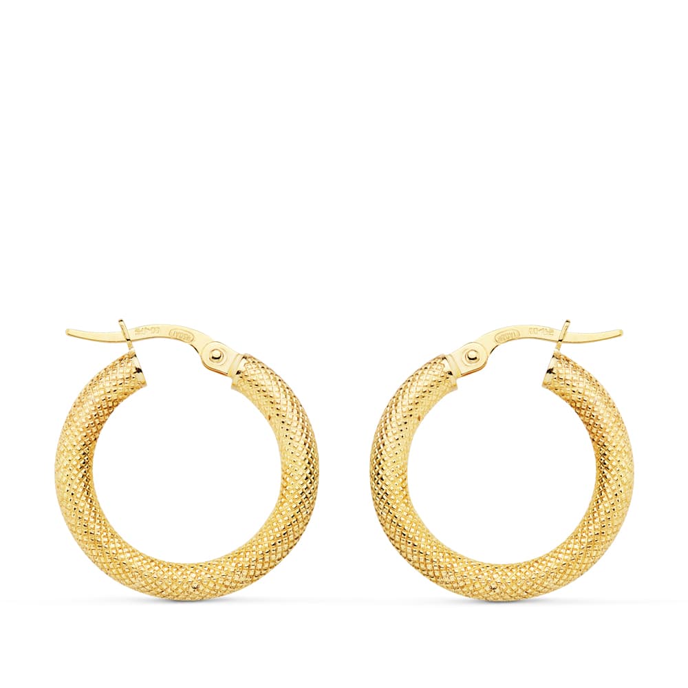 18K AROS ORO AMARILLO HUECOS ESPIGA 20X3 MM